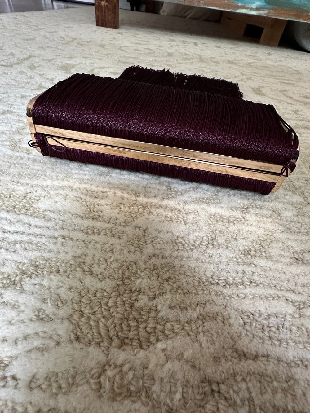 NWOT AKIRA Burgundy Fringe Clutch